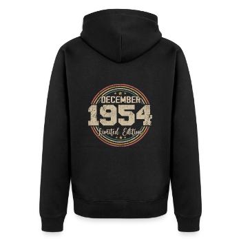 Die Legenden wurden im Dezember 1954 - 1954 geboren - Unisex Premium Bio Zip Hoodie - Schwarz - Hinten - Nico (187cm)