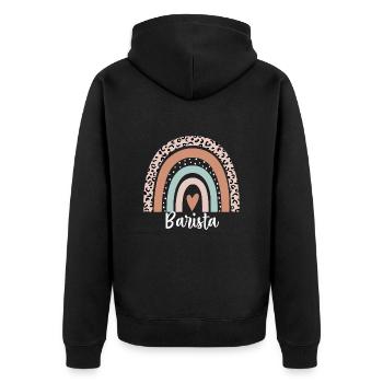 Barista Rainbow Leopard Funny Barista Appreciation - Unisex Premium Organic Zip Hoodie - black - Back - Nico (187cm)