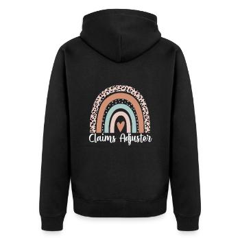 Claims Adjuster Rainbow Leopard Funny Claims - Unisex Premium Organic Zip Hoodie - black - Back - Nico (187cm)