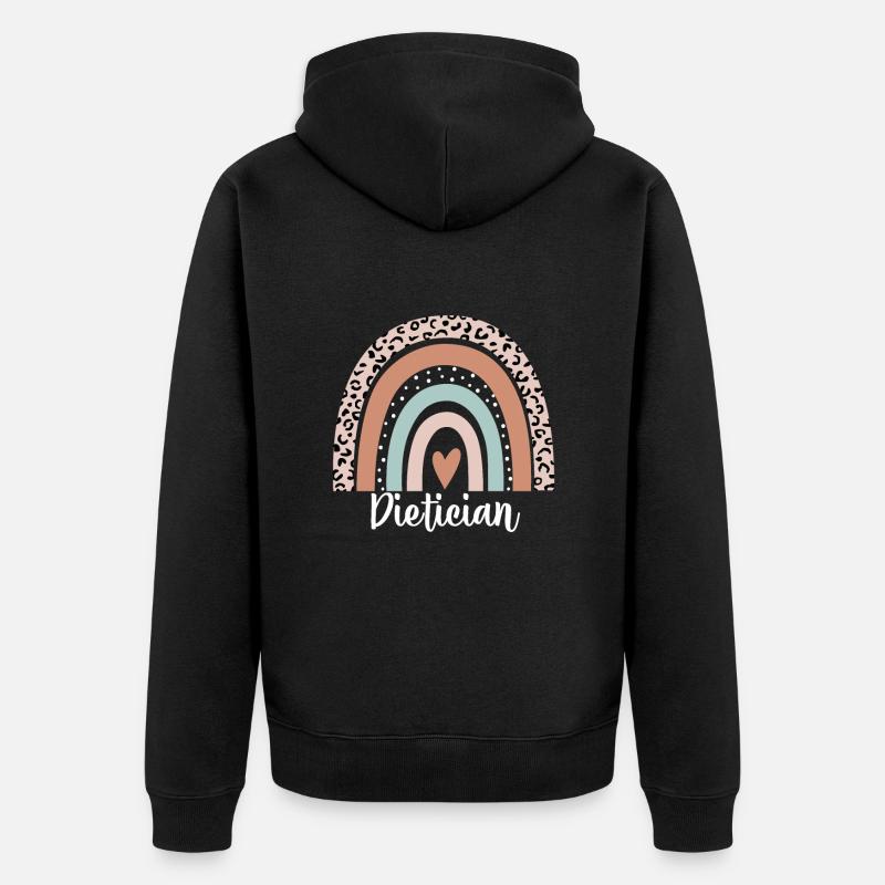 Ernährungsberater Regenbogenleopard Lustiger Ernährungsberater - Unisex Premium Bio Zip Hoodie - Schwarz