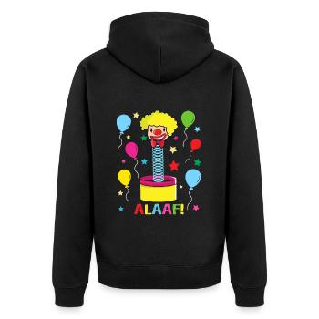 Alaaf Kölner Karneval Kostüm Clown lustig bunt - Unisex Premium Bio Zip Hoodie - Schwarz - Hinten - Nico (187cm)