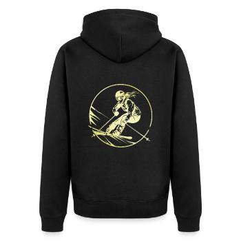 Skiing Skiing Woman - Unisex Premium Organic Zip Hoodie - black - Back - Nico (187cm)