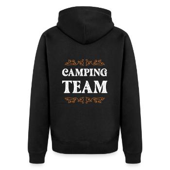 Camping Crew - Unisex Premium Organic Zip Hoodie - black - Back - Nico (187cm)