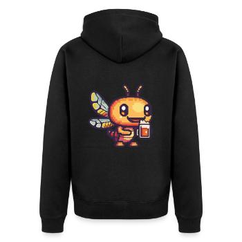 Dragonfly Pixel Beer - Unisex Premium Organic Zip Hoodie - black - Back - Nico (187cm)
