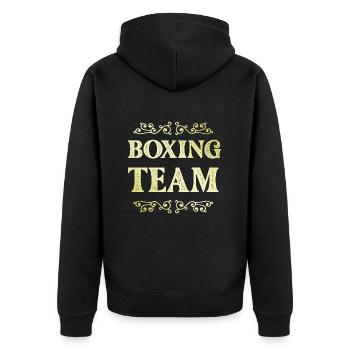 Boxing Team - Unisex Premium Bio Zip Hoodie - Schwarz - Hinten - Nico (187cm)