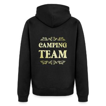 Camping Team - Unisex Premium Bio Zip Hoodie - Schwarz - Hinten - Nico (187cm)