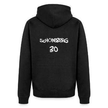Schöneberg 30 Bezirk Berlin - Unisex Premium Bio Zip Hoodie - Schwarz - Hinten - Nico (187cm)