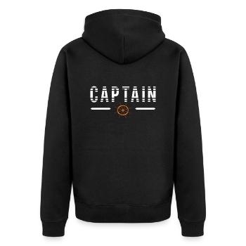 Boater Sailor Captain T-Shirt - Unisex Premium Organic Zip Hoodie - black - Back - Nico (187cm)