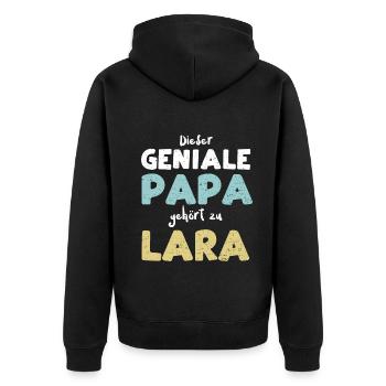 Dieser Geniale Papa Gehört Zu Lara - Unisex Premium Bio Zip Hoodie - Schwarz - Hinten - Nico (187cm)