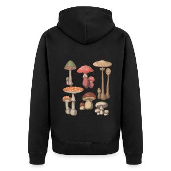 Pilz Mykologie Pilze Futterpilz Liebhaber - Unisex Premium Bio Zip Hoodie - Schwarz - Hinten - Nico (187cm)