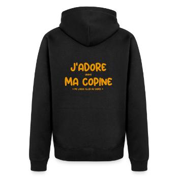 J’aime quand ma copine me laisse partir en soirée - Veste à capuche bio Premium Unisexe - noir - Dos - Nico (187cm)