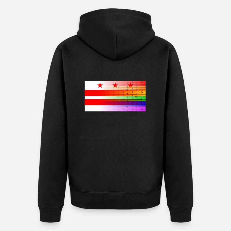 Regenbogenmauer Washington DC - Unisex Premium Bio Zip Hoodie - Schwarz