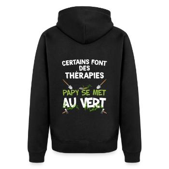 Opa Therapie grüner Humor Mann Garten - Unisex Premium Bio Zip Hoodie - Schwarz - Hinten - Nico (187cm)