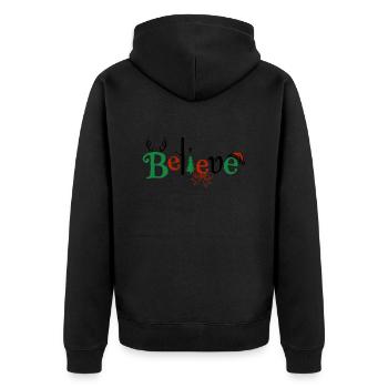 Believe - Unisex Premium Bio Zip Hoodie - Schwarz - Hinten - Nico (187cm)