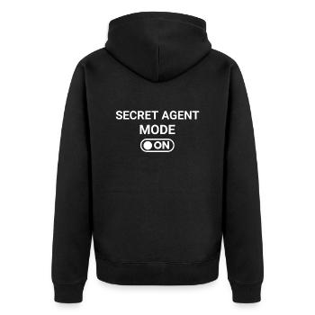 Secret Agent Mode ON - Unisex Premium Organic Zip Hoodie - black - Back - Nico (187cm)