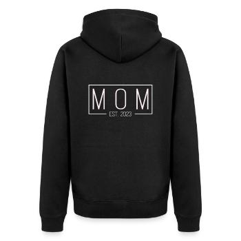 Mom established 2023 white - Unisex Premium Organic Zip Hoodie - black - Back - Nico (187cm)