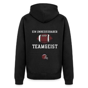 Ein unbesiegbarer Teamgeist - Unisex Premium Bio Zip Hoodie - Schwarz - Hinten - Nico (187cm)