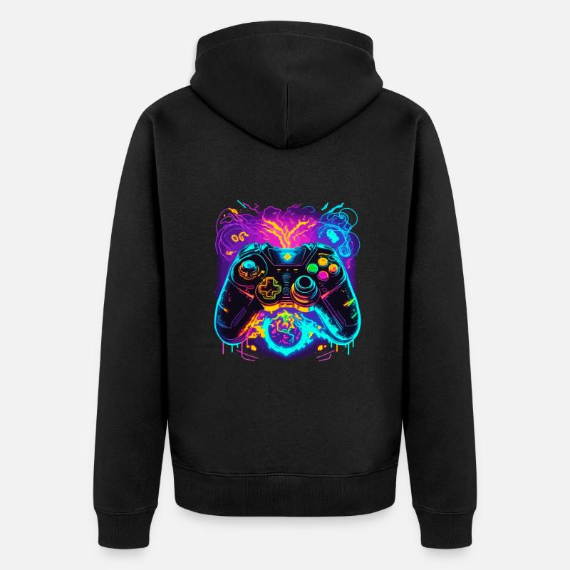 Power Graffiti Gaming Controller - Unisex Premium Bio Zip Hoodie - Schwarz