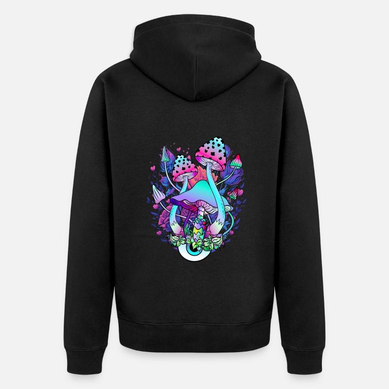 Psychédélique Champignon Yeux Nature Art - Veste à capuche bio Premium Unisexe - noir