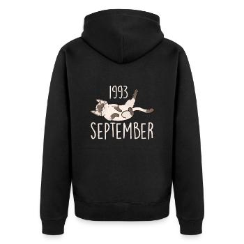 Caption September 1993 Anniversary Gift 1993 - Unisex Premium Organic Zip Hoodie - black - Back - Nico (187cm)