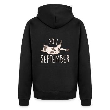 Caption September 2017 Anniversary Gift 2017 - Unisex Premium Organic Zip Hoodie - black - Back - Nico (187cm)