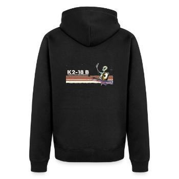 K2-18B - Lustiges Alien macht Selfie w. Webb - Unisex Premium Bio Zip Hoodie - Schwarz - Hinten - Nico (187cm)