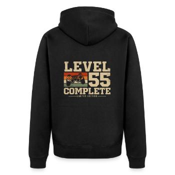 55 Cadeau d’anniversaire Niveau 55 Complet - Veste à capuche bio Premium Unisexe - noir - Dos - Nico (187cm)