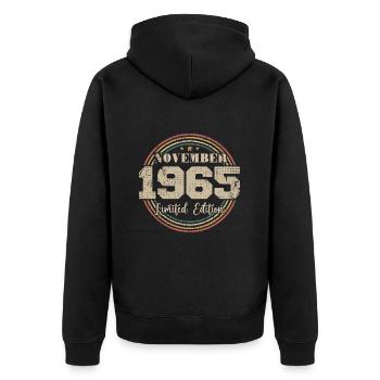 Cadeau D'anniversaire, Vintage Né En Novembre 1965 - Veste à capuche bio Premium Unisexe - noir - Dos - Nico (187cm)