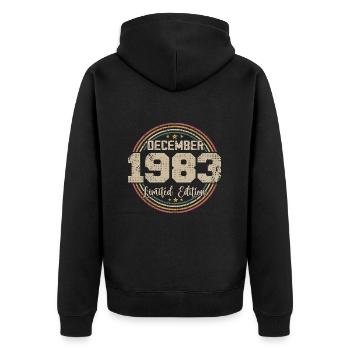 Les Légendes Sont Nées En Décembre 1983 - 1983 - Veste à capuche bio Premium Unisexe - noir - Dos - Nico (187cm)
