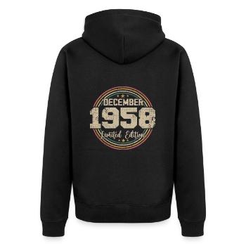Die Legenden wurden im Dezember 1958 - 1958 geboren - Unisex Premium Bio Zip Hoodie - Schwarz - Hinten - Nico (187cm)