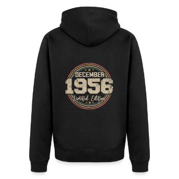 Die Legenden wurden im Dezember 1956 - 1956 geboren - Unisex Premium Bio Zip Hoodie - Schwarz - Hinten - Nico (187cm)