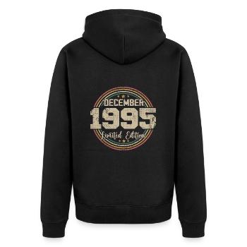 Die Legenden wurden im Dezember 1995 - 1995 geboren - Unisex Premium Bio Zip Hoodie - Schwarz - Hinten - Nico (187cm)