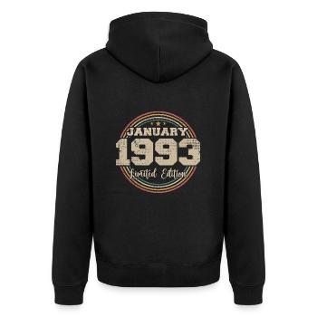 Les légendes sont nées en janvier 1993 - Veste à capuche bio Premium Unisexe - noir - Dos - Nico (187cm)