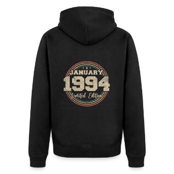Die Legenden wurden im Januar 1994 geboren - Unisex Premium Bio Zip Hoodie - Schwarz - Hinten - Nico (187cm)