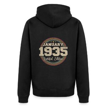 Les légendes sont nées en janvier 1935 - Veste à capuche bio Premium Unisexe - noir - Dos - Nico (187cm)