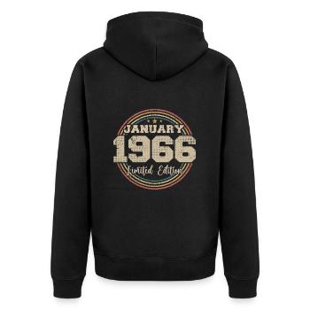 Les légendes sont nées en janvier 1966 - Veste à capuche bio Premium Unisexe - noir - Dos - Nico (187cm)
