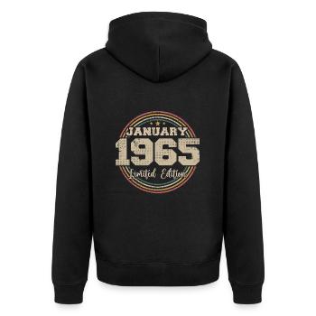 Die Legenden wurden im Januar 1965 geboren - Unisex Premium Bio Zip Hoodie - Schwarz - Hinten - Nico (187cm)
