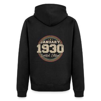 The legends were born in January 1930 - Unisex Premium Organic Zip Hoodie - black - Back - Nico (187cm)