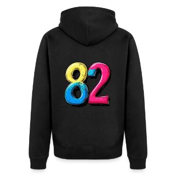 82 Nombre Coloré - Veste à capuche bio Premium Unisexe - noir - Dos - Nico (187cm)