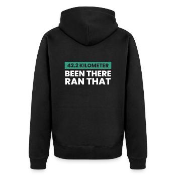 Triathlon Swim Bike Run Marathon - Unisex Premium Bio Zip Hoodie - Schwarz - Hinten - Nico (187cm)