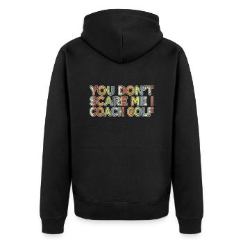 christiangolf golfhoodie golfcoach golfjersey - Unisex Premium Bio Zip Hoodie - Schwarz - Hinten - Nico (187cm)