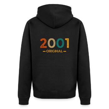 2001 Original - Unisex Premium Bio Zip Hoodie - Schwarz - Hinten - Nico (187cm)