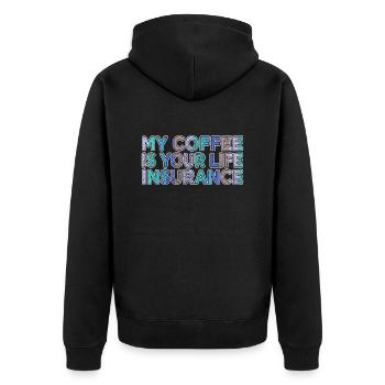 roastedbeans coffeebean jokes sayings coffee mug - Unisex Premium Bio Zip Hoodie - Schwarz - Hinten - Nico (187cm)