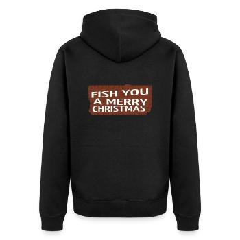 comic fish fishing boat birthday present idea - Unisex Premium Bio Zip Hoodie - Schwarz - Hinten - Nico (187cm)