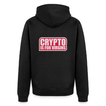 crypto is for virgins - Unisex Premium Organic Zip Hoodie - black - Back - Nico (187cm)