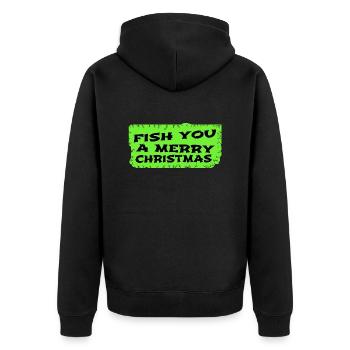 fish hook rod bday animation fishing tournaments - Unisex Premium Bio Zip Hoodie - Schwarz - Hinten - Nico (187cm)
