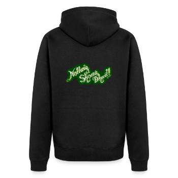 "Nollaig Shona Duit!" Frohe Weihnachten auf Irisch - Unisex Premium Bio Zip Hoodie - Schwarz - Hinten - Nico (187cm)