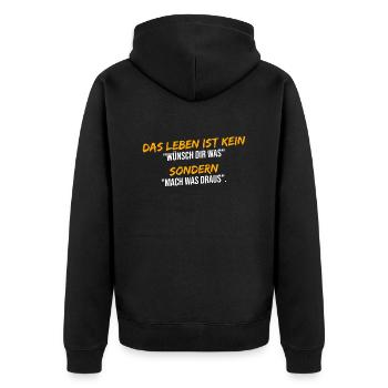 Leben Erfolg Beginnen - Unisex Premium Bio Zip Hoodie - Schwarz - Hinten - Nico (187cm)