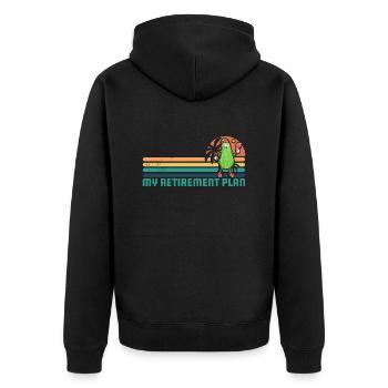 Pickelball Gurke Pickle Schläger Lustig - Unisex Premium Bio Zip Hoodie - Schwarz - Hinten - Nico (187cm)