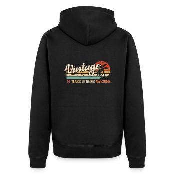 14 Jahre Retro Vintage Geburtstagsgeschenk 14 Jahre - Unisex Premium Bio Zip Hoodie - Schwarz - Hinten - Nico (187cm)